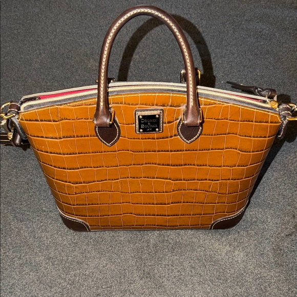 Dooney & Bourke Tan Crocodile Embossed Satchel - Picture 1 of 4